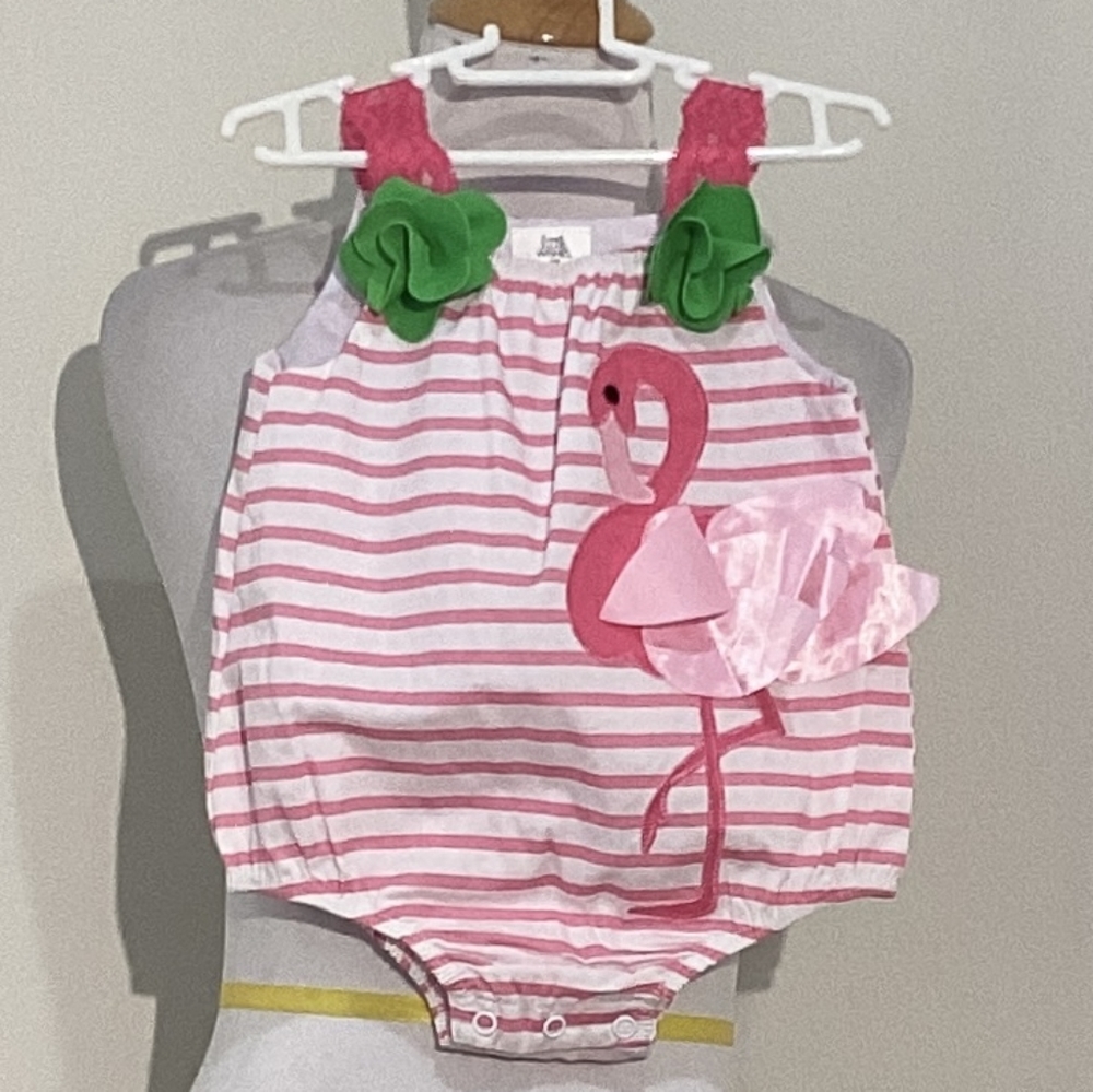 Little Wishes Toddler Pink and White Romper